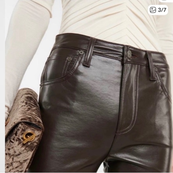 Citizens Of Humanity Faux Leather High Waist Straight Leg Pants Size 33 - Picture 3 of 5